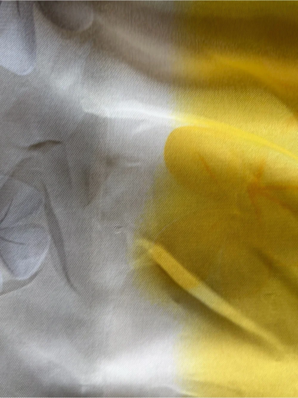 Floral Square Scarf w/ Magnetic Clasp 25x25 Yellow Grey Silk Feeling Accessory